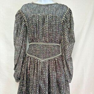 Maje Women's Long Sleeve Mini Dress Size 34/XS High Neck Sequin A-Line Orig $490
